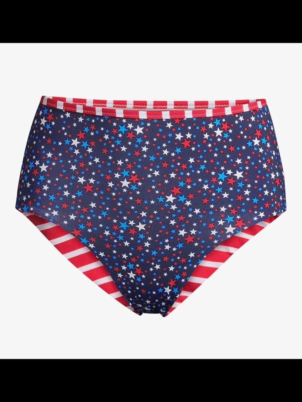 Land's End Patriotic Star Reversible Stripe High-Waist Bikini Bottom